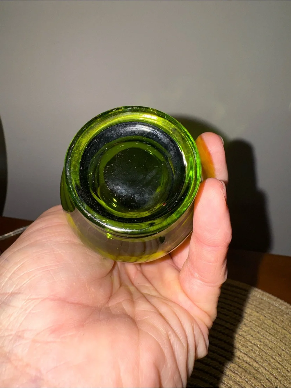 Vintage Viking Avocado Green Swung Glass Bud Vase MCM